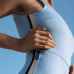 Jimmy Retro Surf Jumpsuit in Pastel Blue | Women Surfing Swimsuit | Ninefootstudio