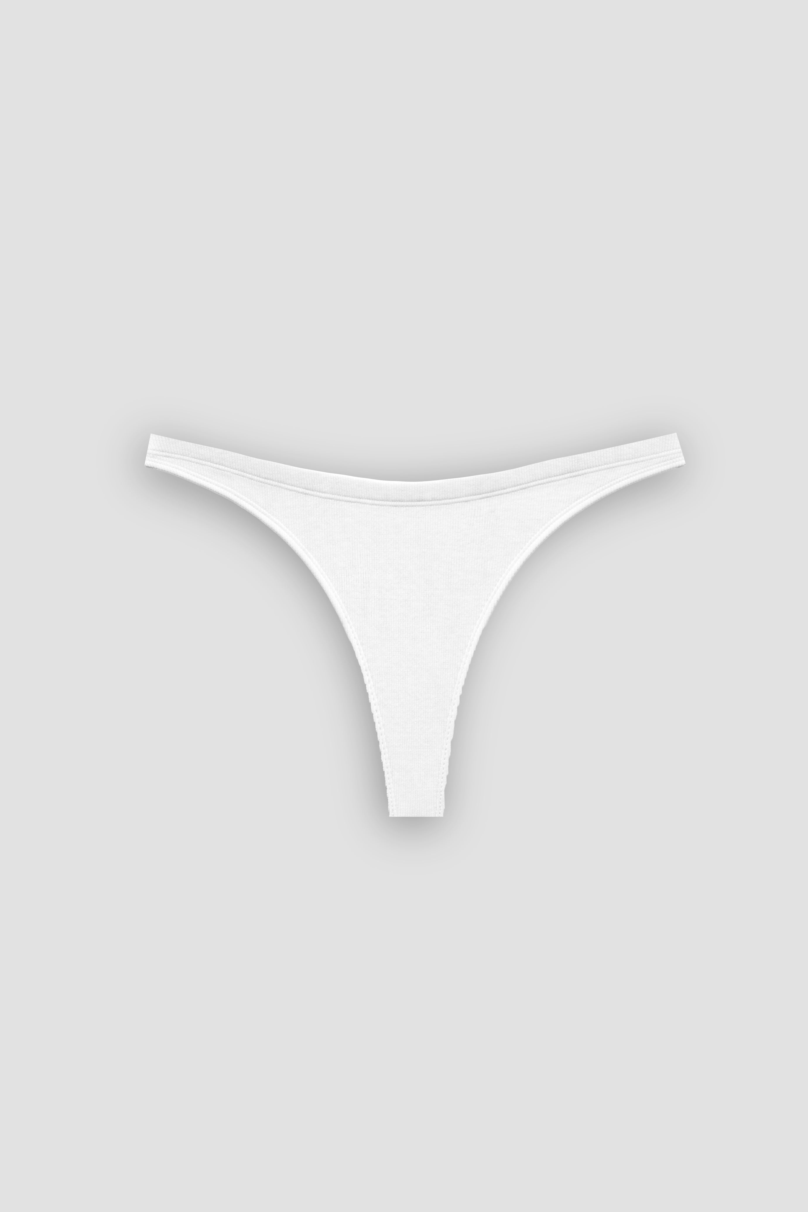 KO Rib Cotton Thong in Off White
