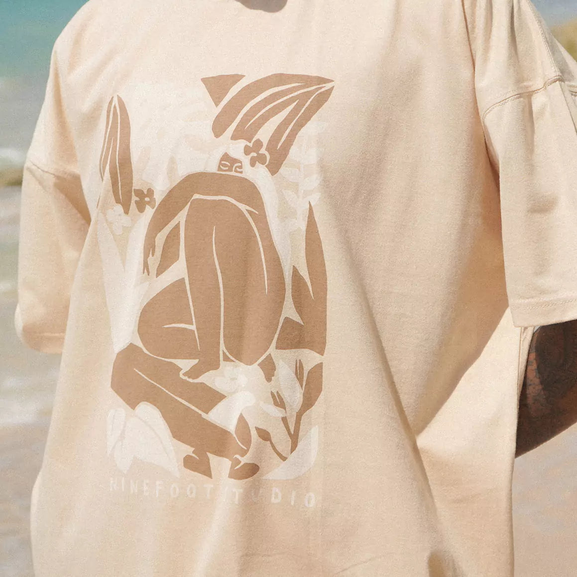 Kookumbra in Cream | Women Oversized T-shirt | Surf Swimwear | Ninefootstudio