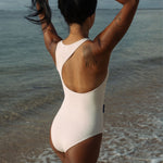 Krui Onepiece Surf Swimsuit in White Flat photo front