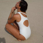Ninefoot Studio Mawi One Shoulder Surf Swimsuit in Off White | One piece