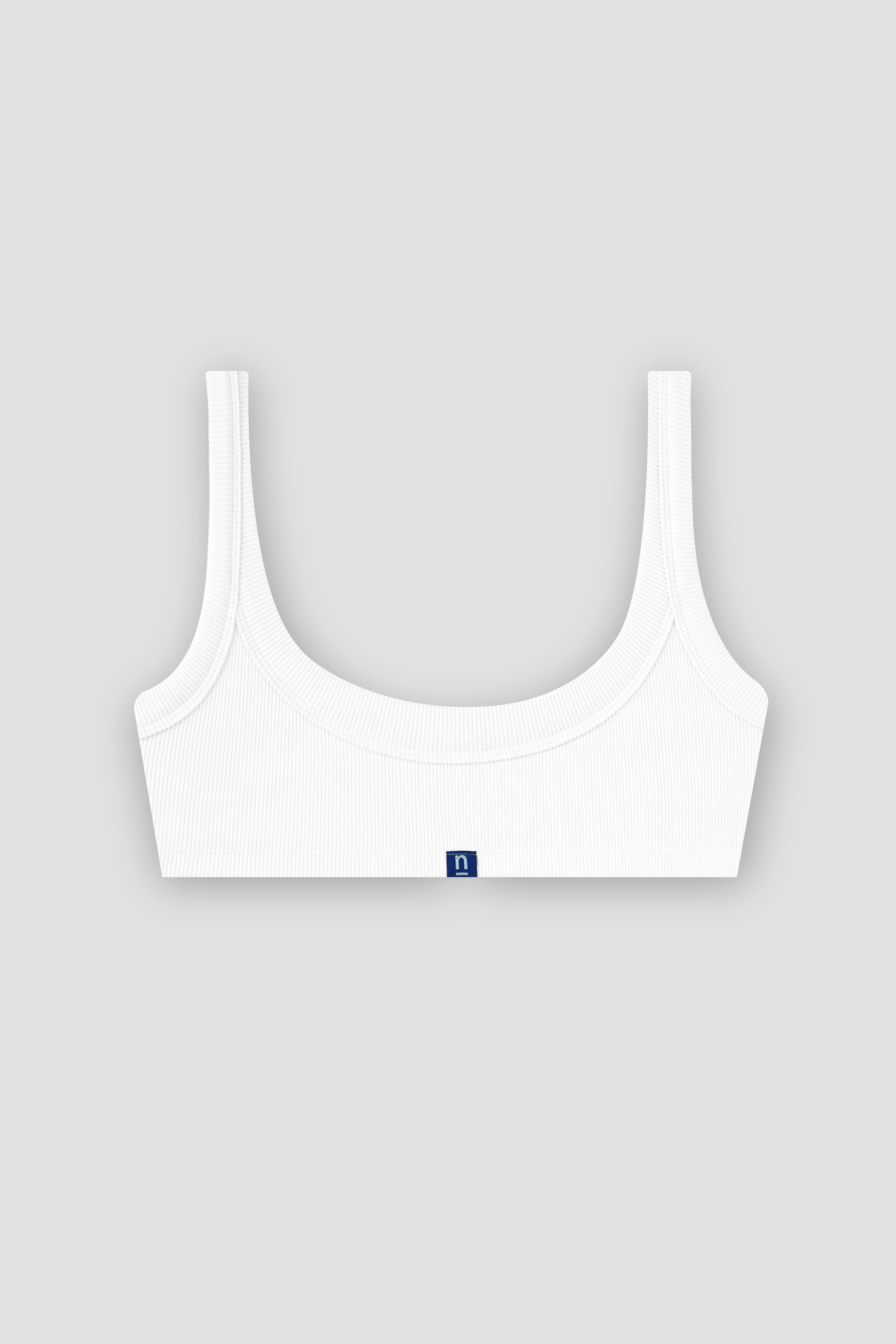 Outerwear Collection | NA Sculpted Neckline Rib Cotton Top in White