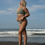Nias Surf Bikini Top in Army Green color, size XL, full body left side