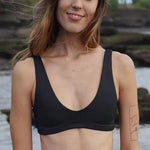 Nias Surf Bikini Top in Black - Women's Surfing Swimsuit by Ninefootstudio