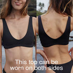 Nias Surf Bikini Top in Black - Women's Surfing Swimsuit by Ninefootstudio