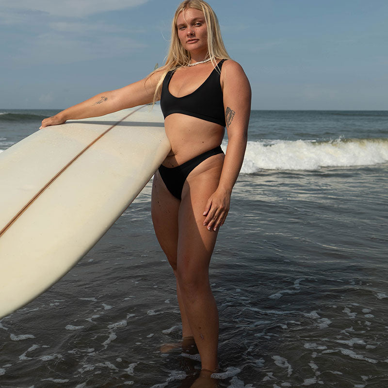 Nias Surf Bikini Top in Black - Women's Surfing Swimsuit by Ninefootstudio
