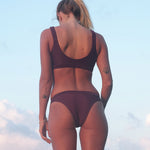 nusa surf bikini bottom in burgundy color back side