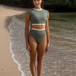 Savu Surf Bikini Crop Top in Army Green | Women Surfing Swimsuit | Ninefootstudio