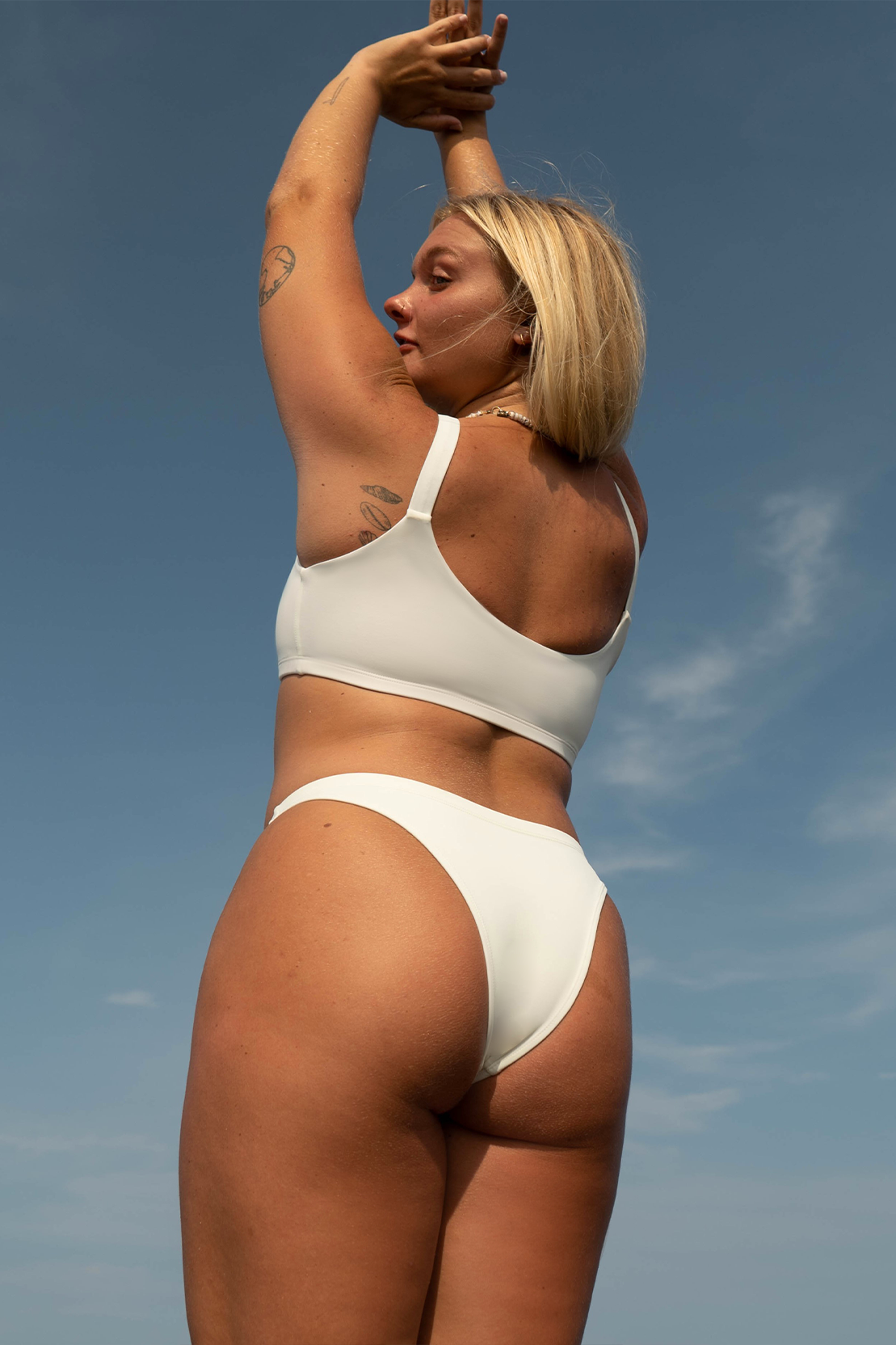 Secret Surf Bikini Bottom in Off White| Women's Surfing Swimsuit by Ninefootstudio