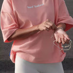 surf naked surfing oversized t-shirt in salmon color front side