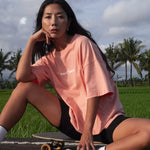 surf naked surfing oversized t-shirt in salmon color left side