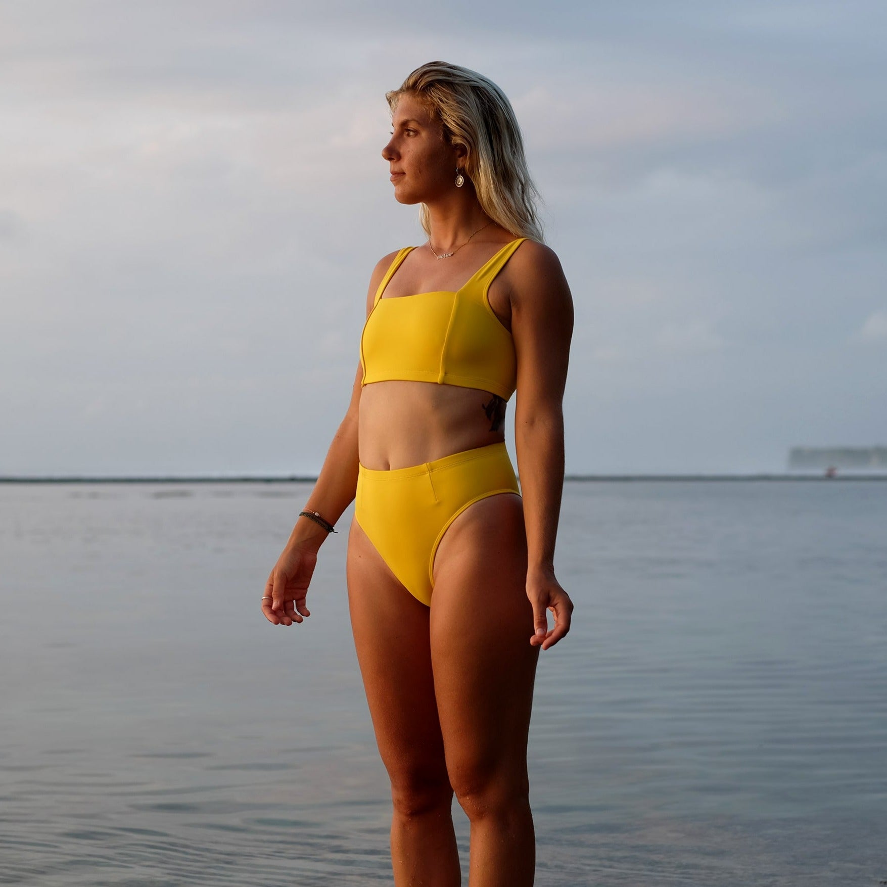 Ninefoot Studio Nyang-Nyang Surf Bikini Bottom in Yellow Illusion | Bottoms