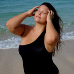 Ninefoot Studio Mawi One Shoulder Surf Swimsuit in Black | One piece