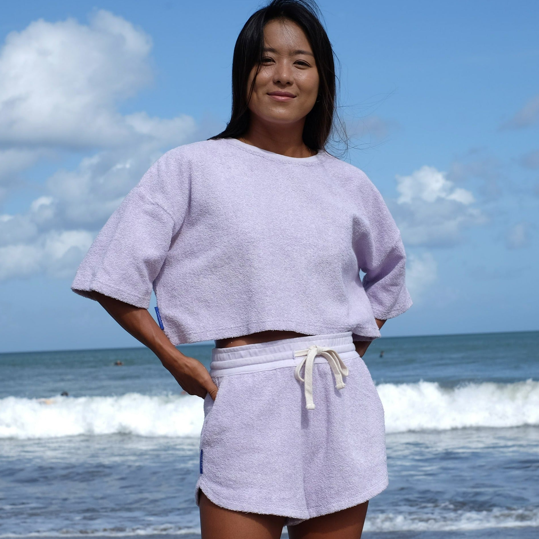 Ninefoot Studio Soka Towel Shorts in Lilac | Shorts