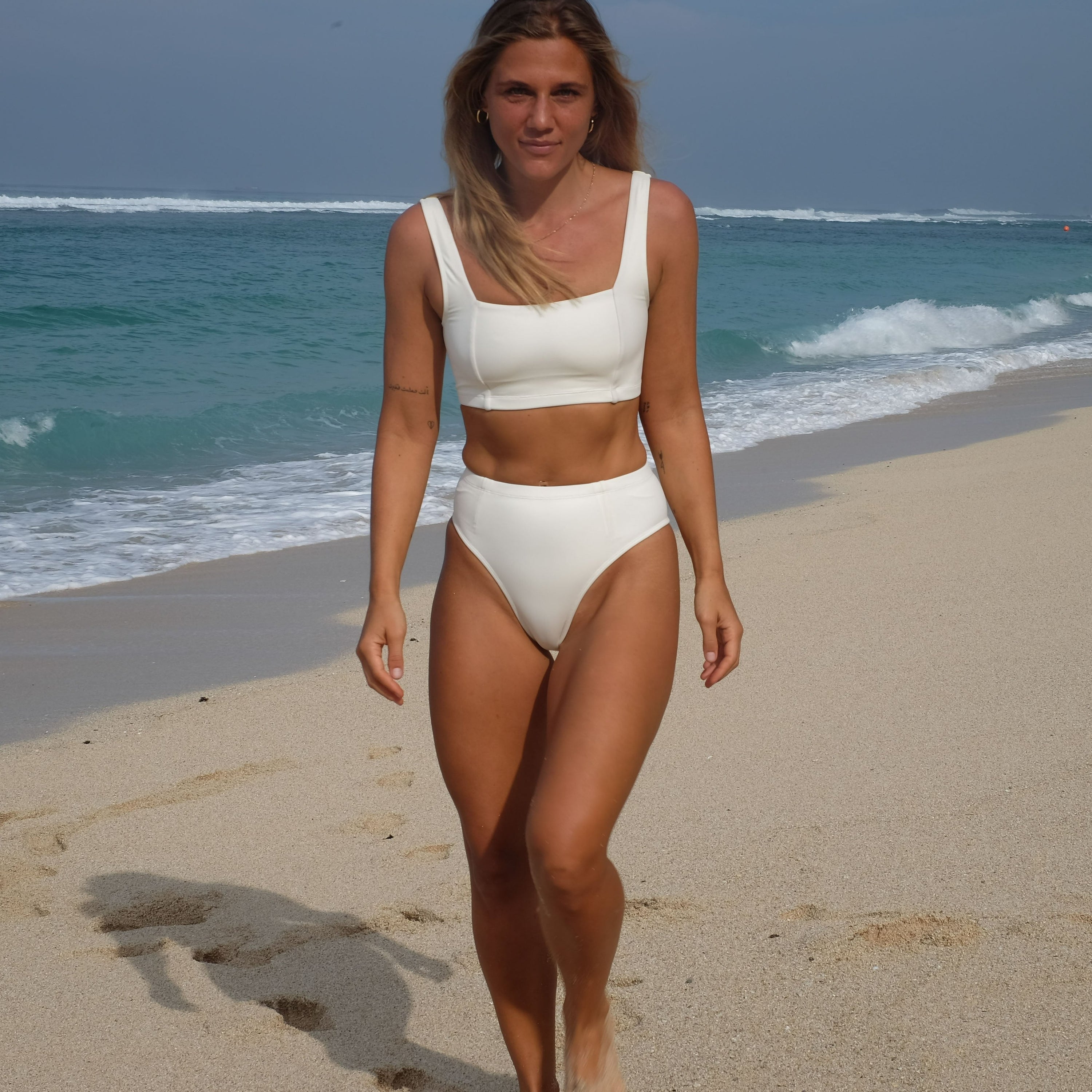 Ninefoot Studio Lakey Surf Bikini Top in Off White | Tops