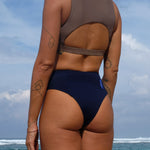 Ninefoot Studio Nyang-Nyang Surf Bikini Bottom in Navy Blue | Bottoms