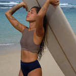 Ninefoot Studio Nyang-Nyang Surf Bikini Bottom in Navy Blue | Bottoms