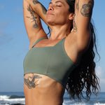 Ninefoot Studio Lakey Surf Bikini Top in Army Green | Tops