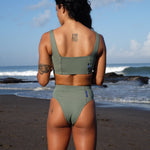 Ninefoot Studio Lakey Surf Bikini Top in Army Green | Tops