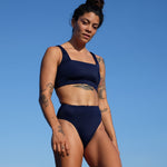 Ninefoot Studio Lakey Surf Bikini Top in Navy Blue | Tops
