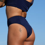 Ninefoot Studio Nyang-Nyang Surf Bikini Bottom in Navy Blue | Bottoms