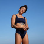 Ninefoot Studio Lakey Surf Bikini Top in Navy Blue | Tops