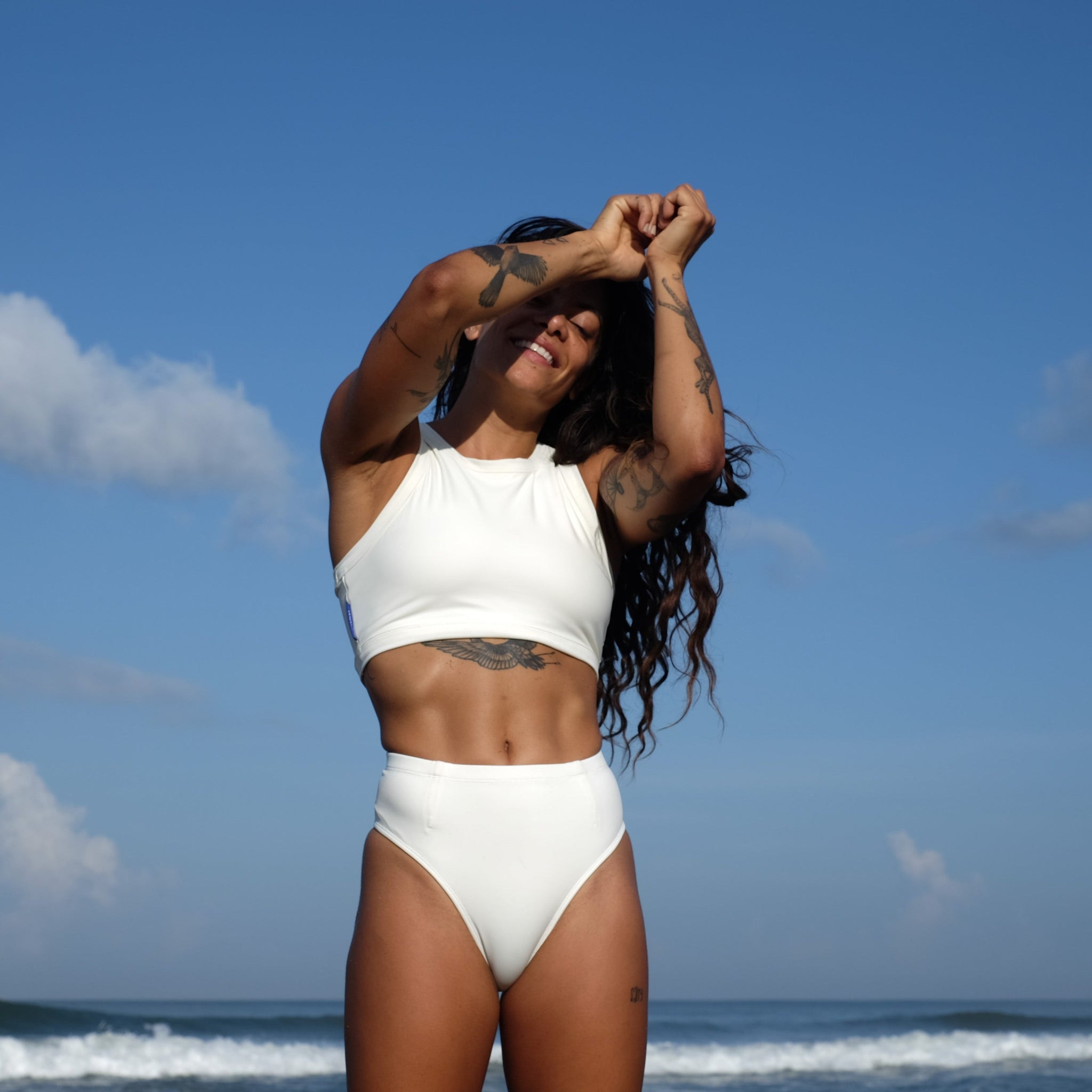 Ninefoot Studio Nyang-Nyang Surf Bikini Bottom in Off White | Bottoms