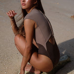Ninefoot Studio Marosi surf swimsuit onepiece in arabica brown | One piece