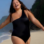 Ninefoot Studio Mawi One Shoulder Surf Swimsuit in Black | One piece